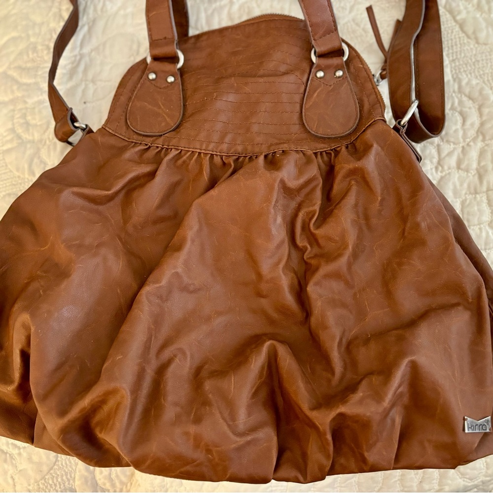 Kirra brown boho purse with handles and strap, hobo style